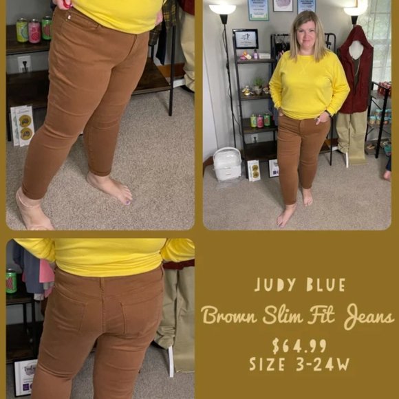 Judy Blue High Waist Brown Slim Fit - Picture 2 of 6